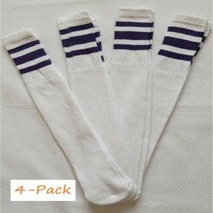 Baseball Socks Softball Striped Tube Socks Cotton Game Socks White&Navy Blue 23L